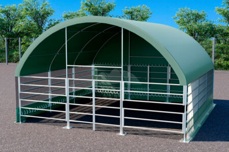 LS6x6 army green livestock shelter waterproof with side walls and gates