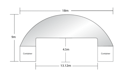 DT6040 Double truss container dome shelter front end wall dimensions
