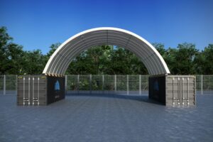 33 x 40FT Container Dome (10 X 12M). Welded base plate design