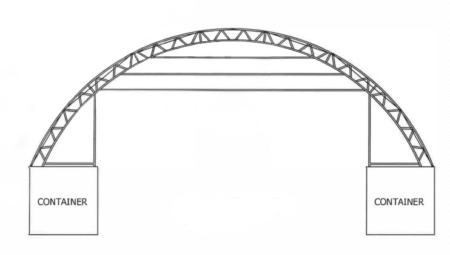 DT6040 engineering structural drawing front view showing half wall steel frame