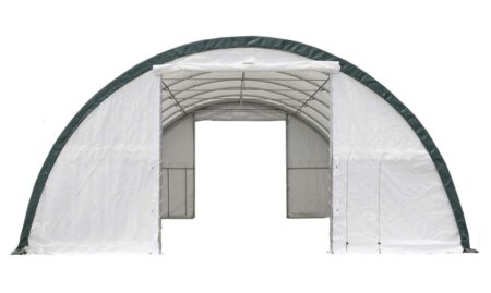 S306015 workshop shelter portable front view white