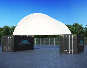 Half wall container dome shelter 26 foot opening 26HW