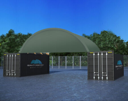 30HW. 30ft, 9m half wall. Container dome shelter PVC canvas wall.