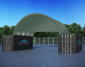 half end wall for container dome shelter - forest/army green.