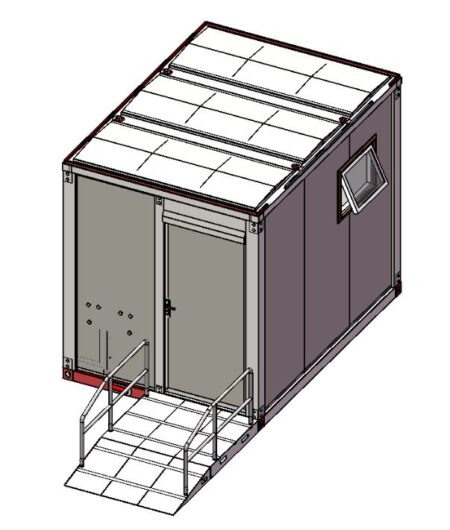 Quality Domes Direct portable disabled accessible-toilet block isometric drawing cross BR004