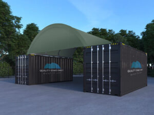 20HW-GREEN. Half wall green. 6m wide half wall for container dome shelter. 2m high.