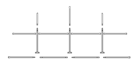 Typical half wall frame design showing steel tube fittings