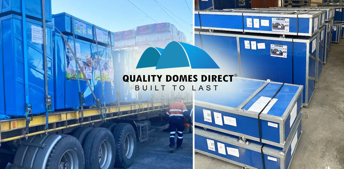 freight delivery container dome shelters on truck