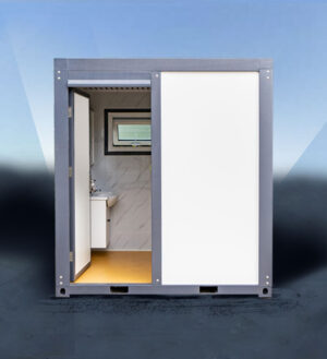 BR001 portable full bathroom with shower. Lockable secure portable wash room.