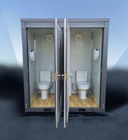 Portable Mens/Womens Toilets BR003. Dual toilet block - hand basin.