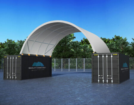 QL2620-GREY container dome shelter. 8m x 6m long