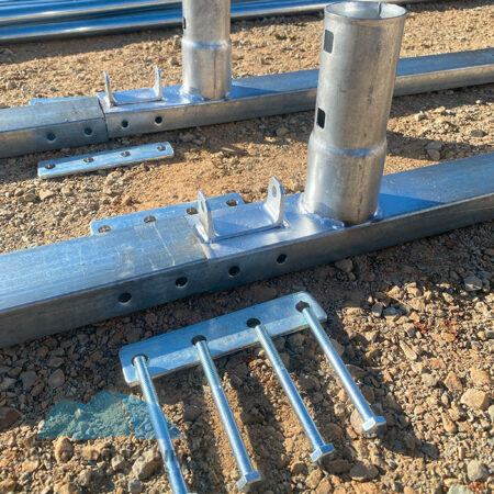 base-rail-assembly-with-truss-spigot-joining-plate-bolts-container-dome-shelter-quality-domes-direct