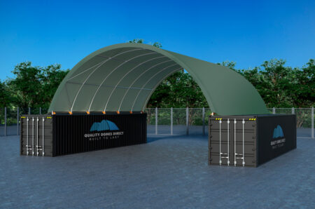 W3340-GREEN 3340 welded base plate container shelter with domes roof