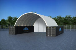 W404015E container dome shelter with fixed end wall