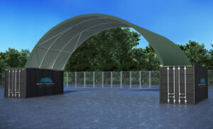 QL4020-GREEN. 40ft wide container dome shelter