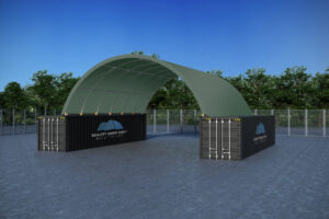 QL404015-GREEN. shipping container dome shelter